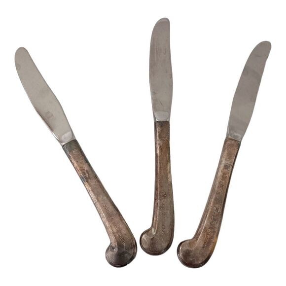 Vintage Yankee Drummer Inn Knife Set Of 3 Silver Plate Auburn MA Flatware Retro. - Picture 11 of 14